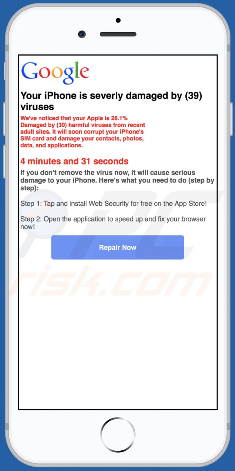 mobileapplesecurity[.]com scam