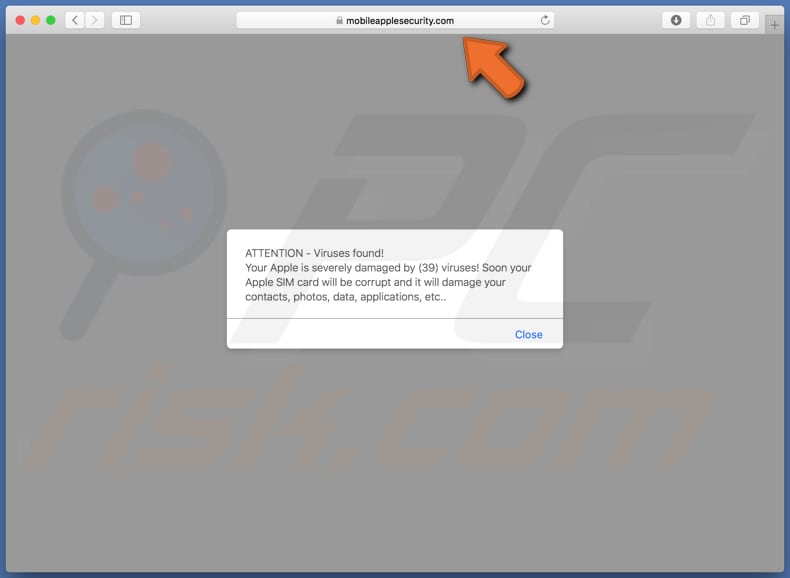 mobileapplesecurity.com pop-up window