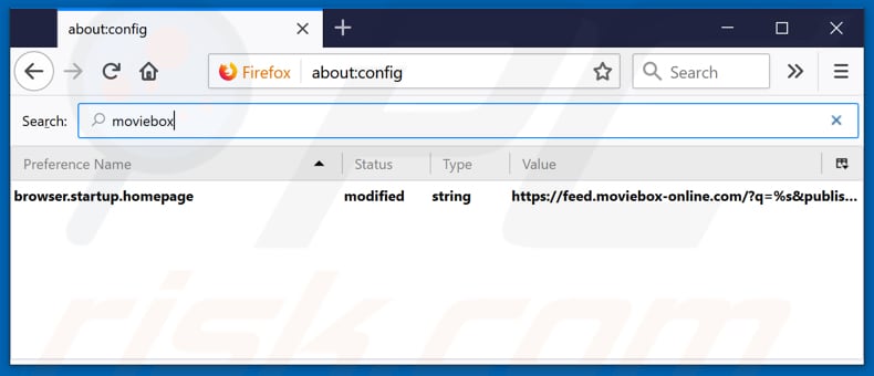 Removing feed.moviebox-online.com from Mozilla Firefox default search engine