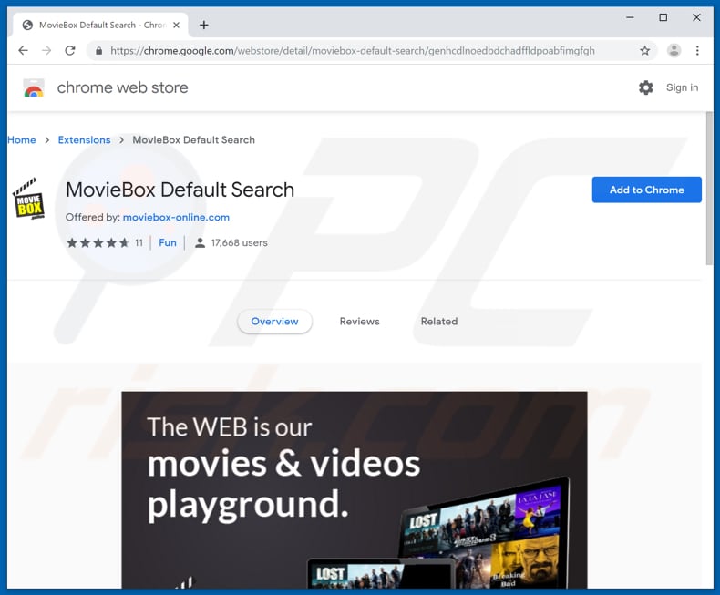 moviebox on chrome web store