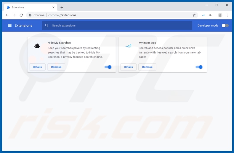Removing search.myinboxapptab.com related Google Chrome extensions