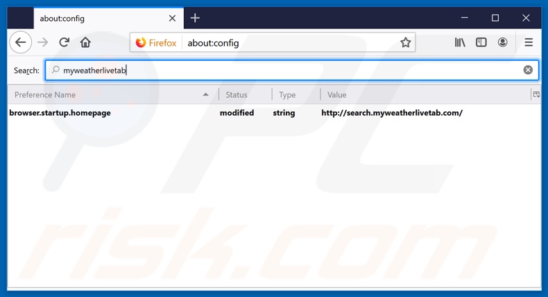 Removing search.myweatherlivetab.com from Mozilla Firefox default search engine