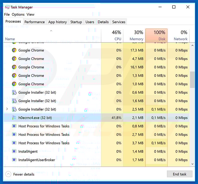 NEMTY PROJECT ransomware process in Windows Task Manager
