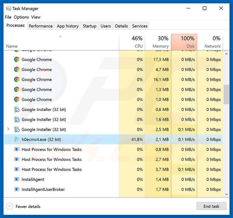 NEMTY PROJECT ransomware process in Windows Task Manager