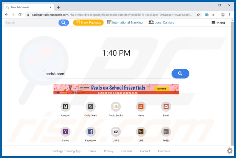 search.packagetrackingapptab.com browser hijacker