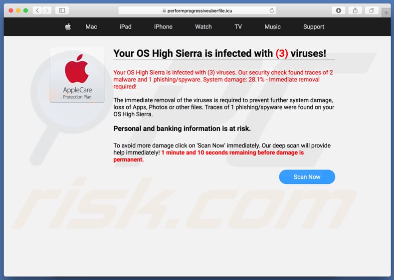 Your OS High Sierra is infected with (3) viruses! opened by performprogressiveuberfile.icu