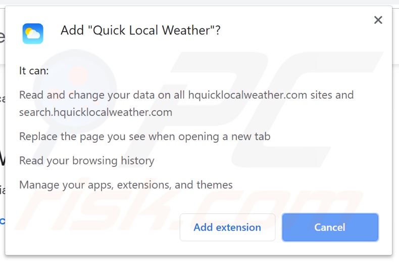 Quick Local Weather asking for browser permission
