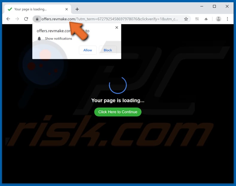 revmake[.]com pop-up redirects