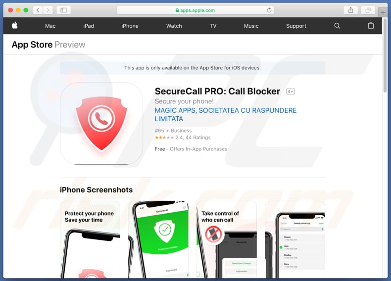 SecureCall PRO download website