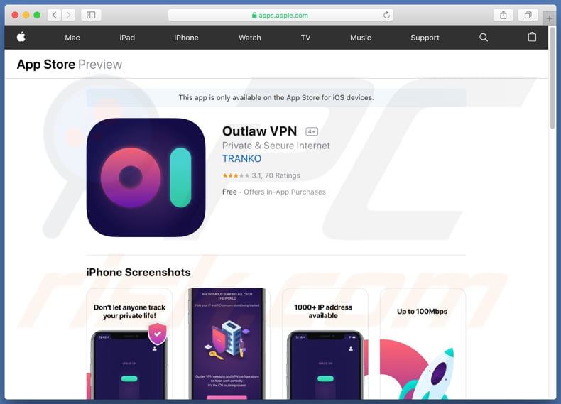 Outlaw VPN download website