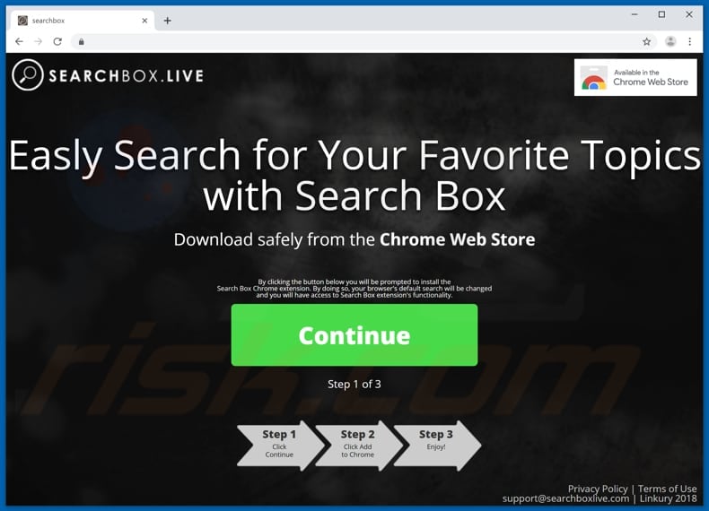 Website used to promote SearchBox browser hijacker