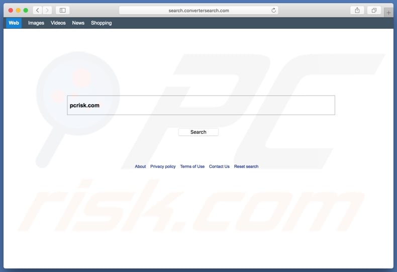 search.convertersearch.com browser hijacker on a Mac computer