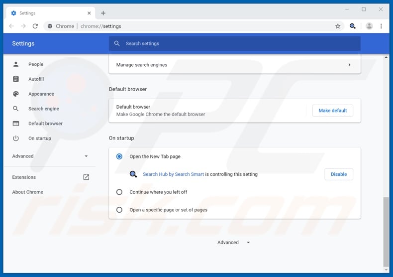 Removing search.hgetsearchhub.com from Google Chrome homepage