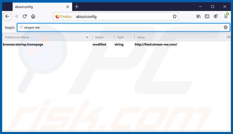 Removing feed.stream-me.com from Mozilla Firefox default search engine
