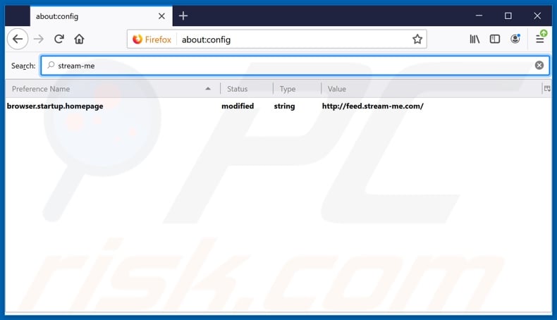 Removing feed.stream-me.com from Mozilla Firefox default search engine