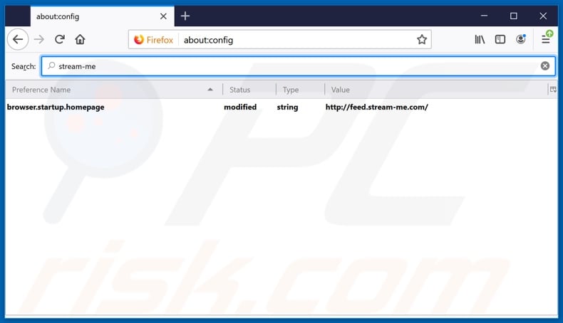 Removing feed.stream-me.com from Mozilla Firefox default search engine