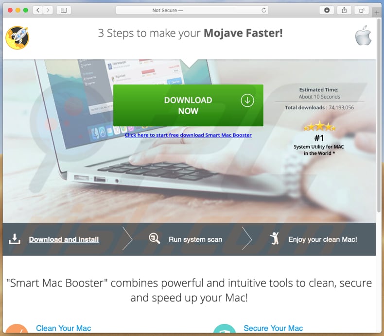 tiptoptrack rediredcts to smart mac booster download website