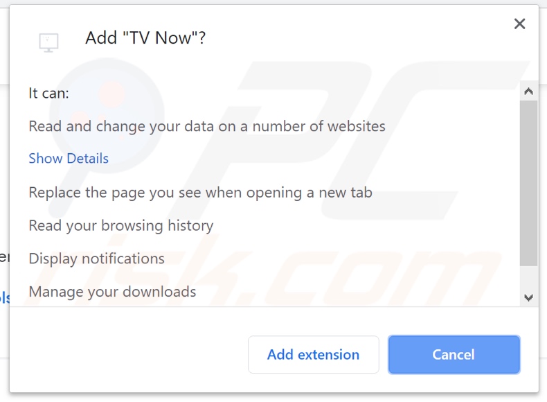 TV Now asking for permissions