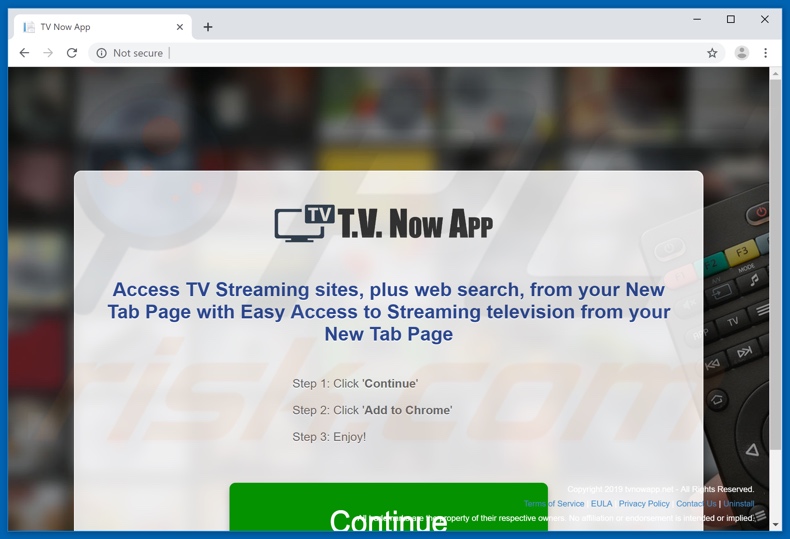 Website used to promote TV Now browser hijacker