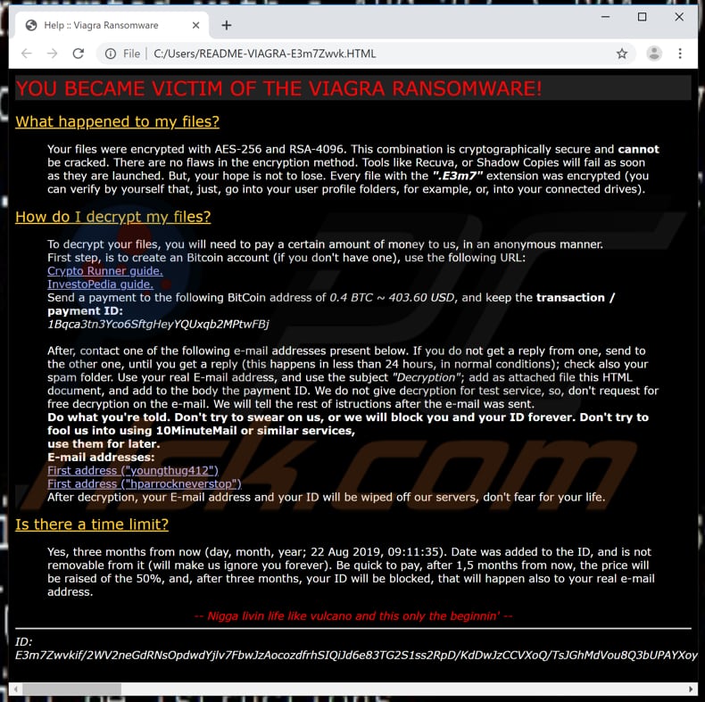 viagra ransomware ransom note in html file