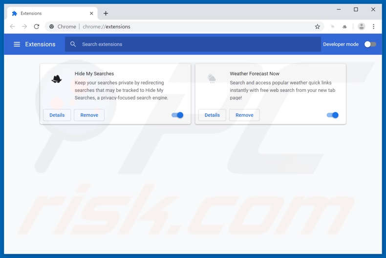 Removing search.weatherforecastnow.net related Google Chrome extensions