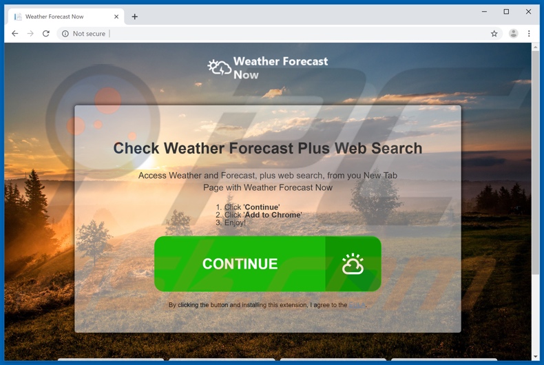 Website used to promote Weather Forecast Now browser hijacker