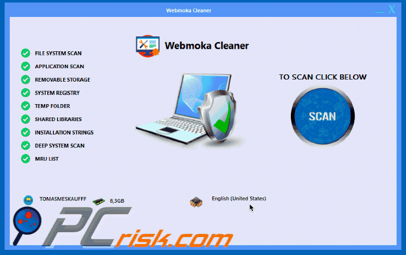 Webmoka PC Cleaner appearance in gif