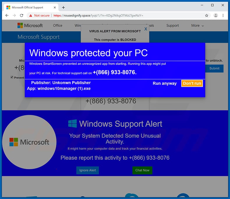 Windows protected your PC scam