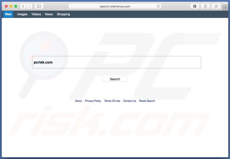 search.roterismus.com browser hijacker on a Mac computer