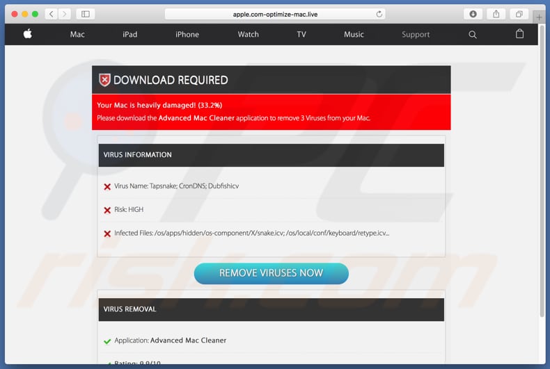 apple.com-optimize-mac[.]live fake scan results