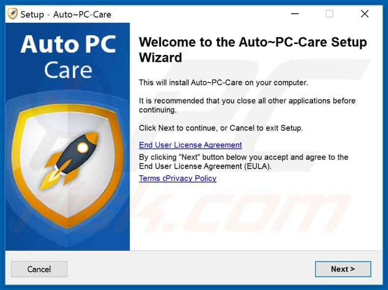 Auto PC Care installation setup