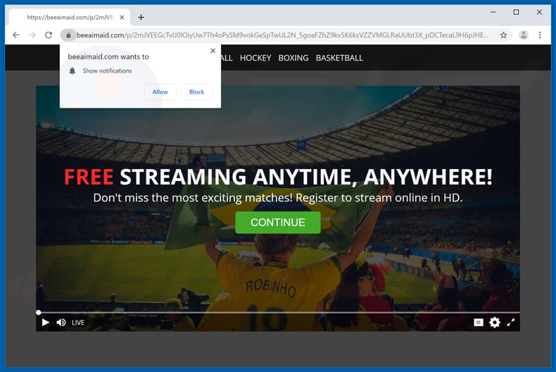 beeaimaid[.]com pop-up redirects