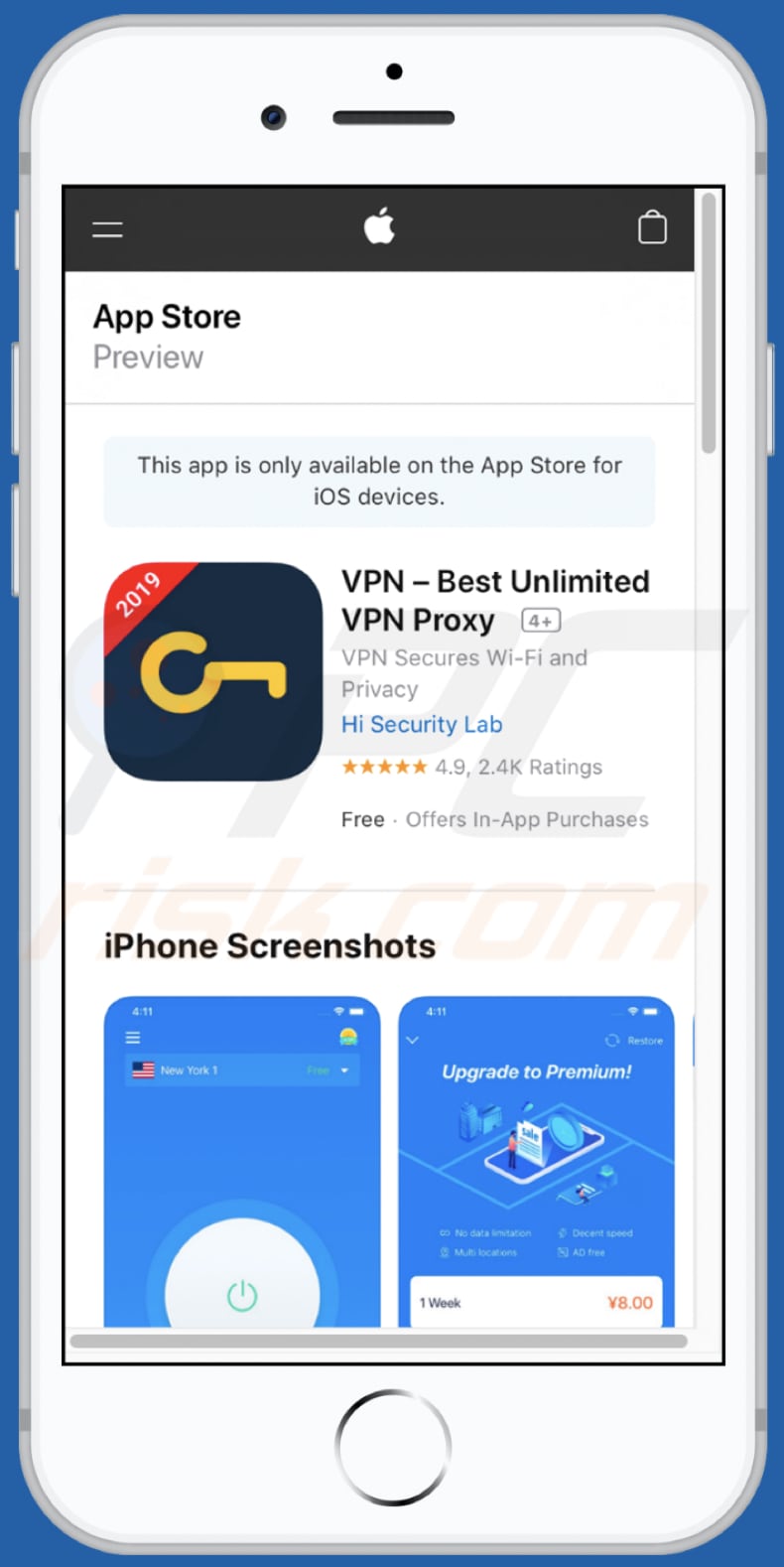 Hi VPN app on App Store