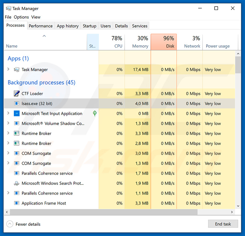 Buran ransomware in Windows Task Manager