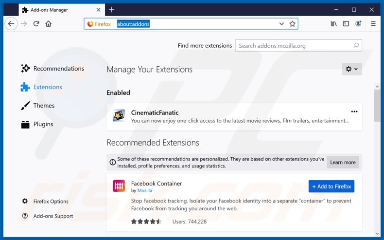 Removing hp.myway.com related Mozilla Firefox extensions