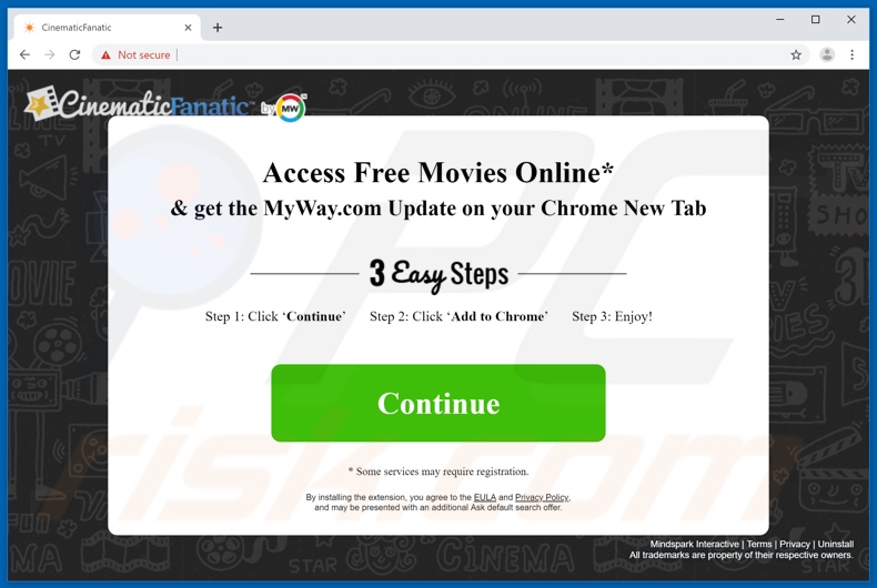 Website used to promote CinematicFanatic browser hijacker