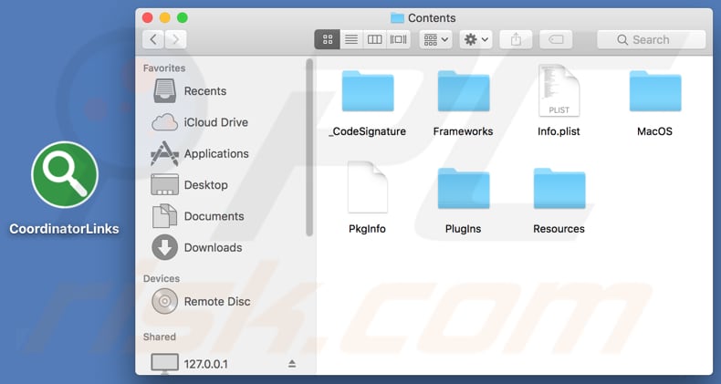 CoordinatorLinks installation folder and its contents
