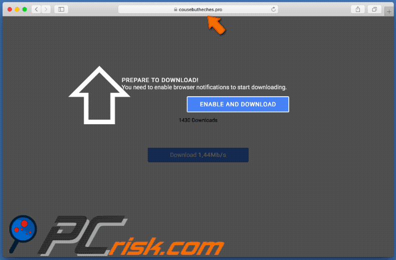 Appearance of cousebutheches[.]pro scam (GIF)