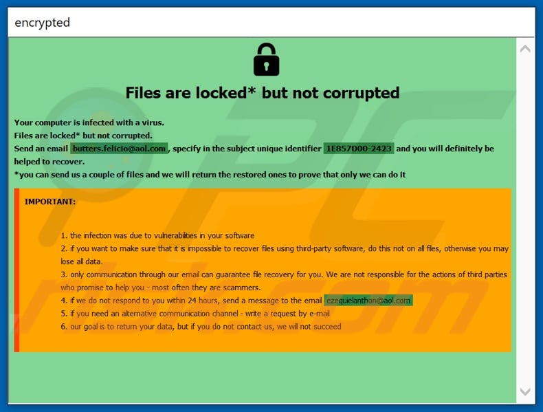 AXLocker ransomware doesn't change files' extensions