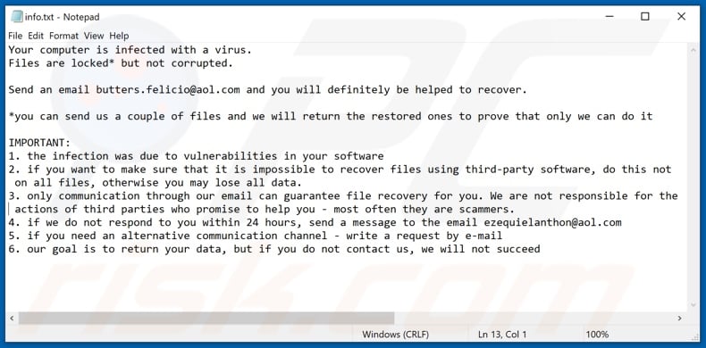 AXLocker ransomware doesn't change files' extensions