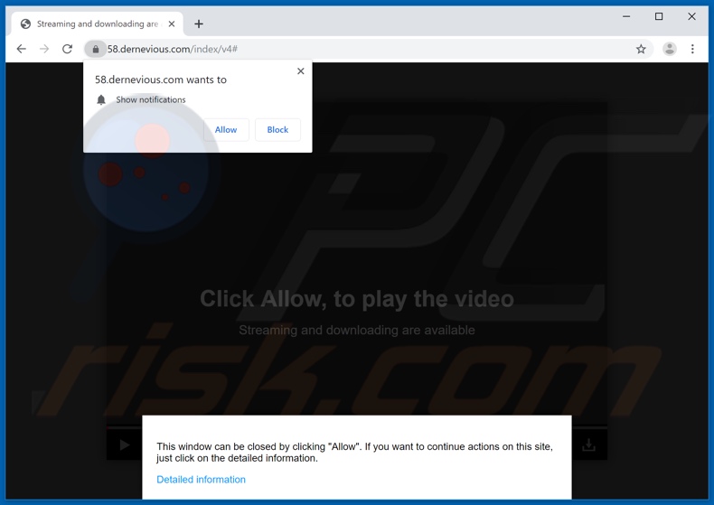 dernevious[.]com pop-up redirects