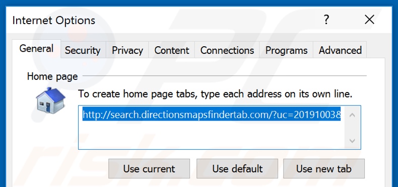 Removing search.directionsmapsfindertab.com from Internet Explorer homepage