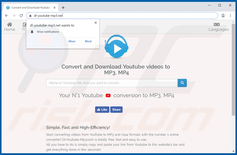 dl-youtube-mp3[.]net pop-up redirects