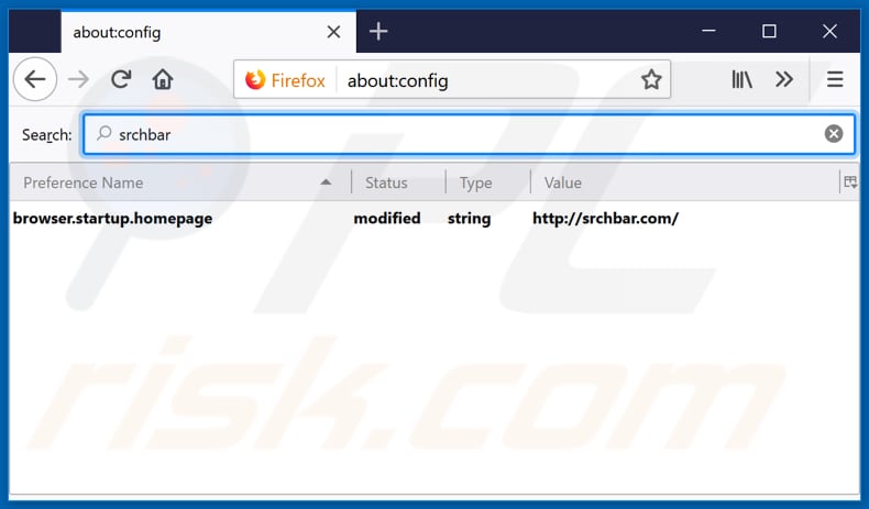 Removing srchbar.com from Mozilla Firefox default search engine