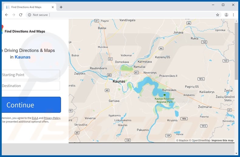 Website used to promote Easy & Quick Maps browser hijacker