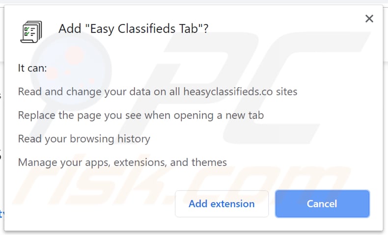 Easy Classifieds asking for a permission to access data