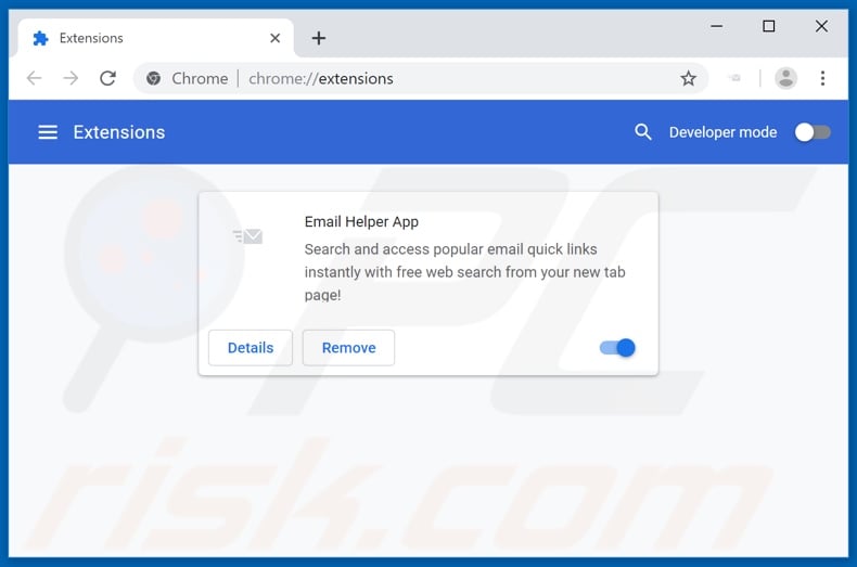 Removing search.emailhelperapptab.com related Google Chrome extensions