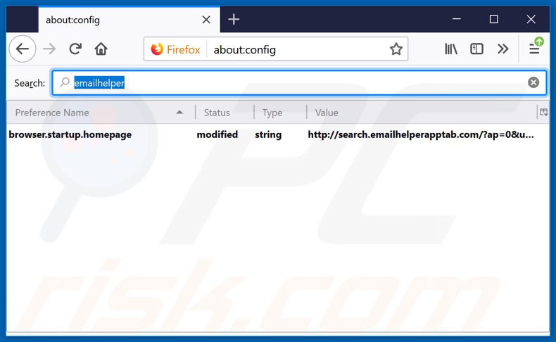 Removing search.emailhelperapptab.com from Mozilla Firefox default search engine
