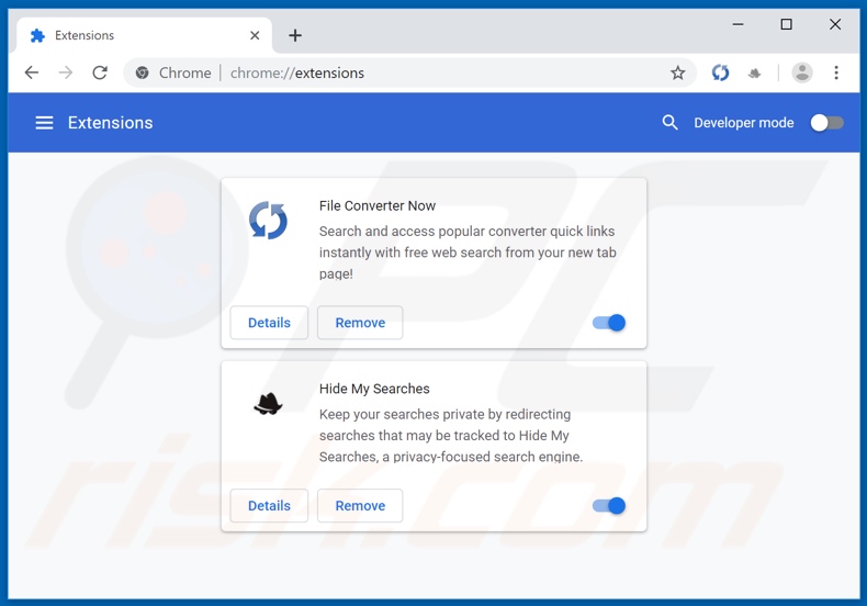 Removing search.fileconverternowtab.com related Google Chrome extensions