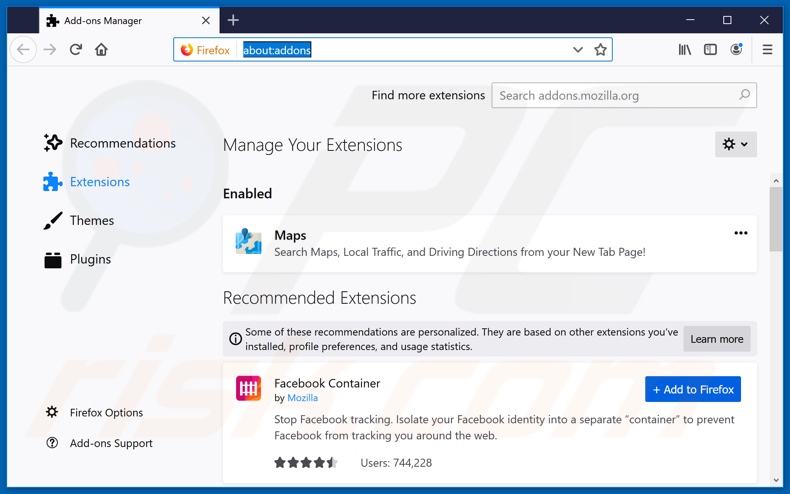 Removing search.hfindmydirections.net related Mozilla Firefox extensions